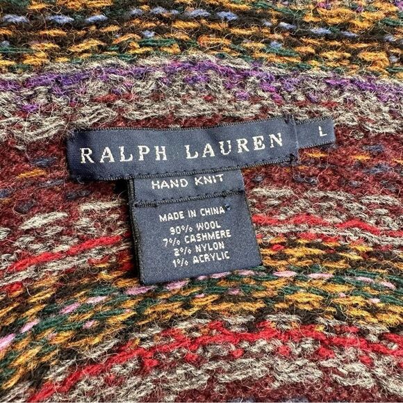 Ralph Lauren Hand Knit Fair Isle Wool Cashmere Blend Circle Cardigan Sweater - Picture 2 of 16